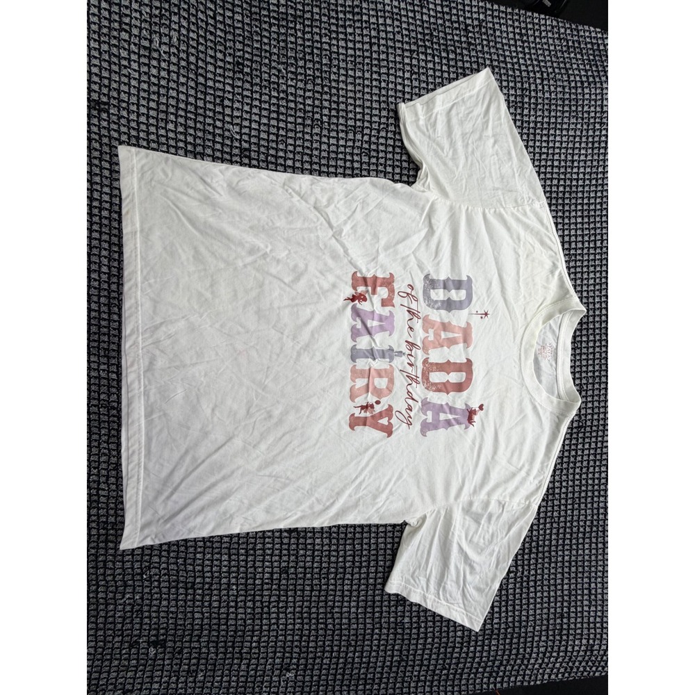 Stafaz T-Shirt Mens XL White Dada of the Birthday Fairy Graphic Tee